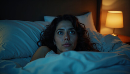 A red and green apple on a white plate against an orange background