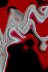 abstract image of dynamic movement of red and white color stripes on a dark background