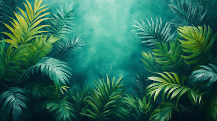 Botanical Abstract Wall Arts Watercolor - Tropical Leaves Artistic Design