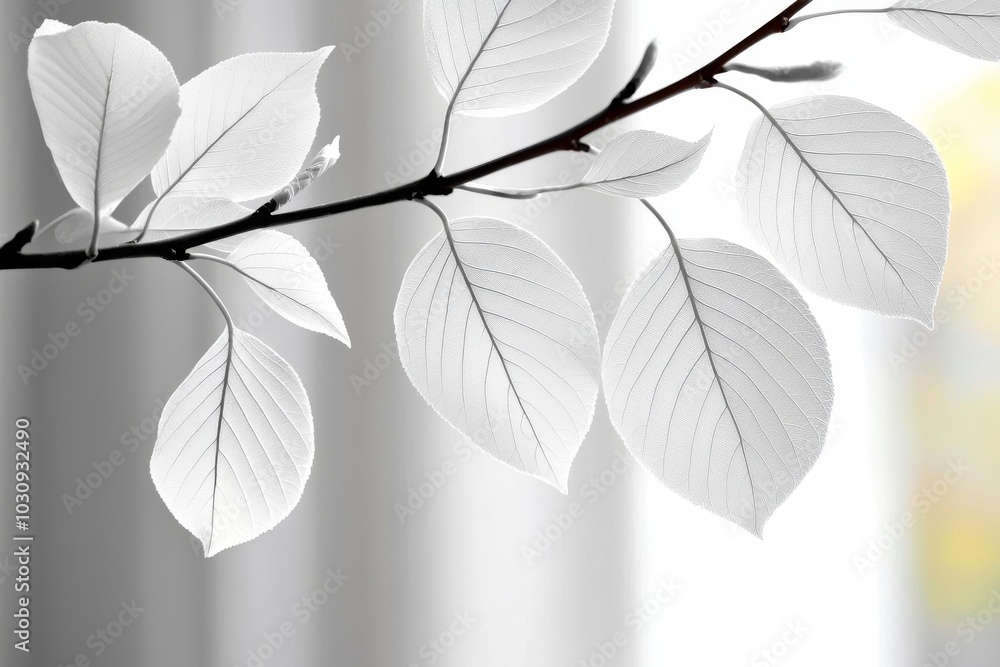 Poster decorative background with black shadows on a white concrete wall. leaf and tree shadows bokeh with 