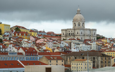 Panoramic Exposure done from a Cruise ship in the Cruise Ship terminal in Lisbon, of the Alfama...