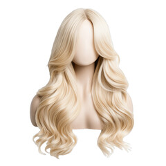 Naklejka premium Long natural hair wig with beachy blonde waves and a soft effortless texture isolated on transparent background 