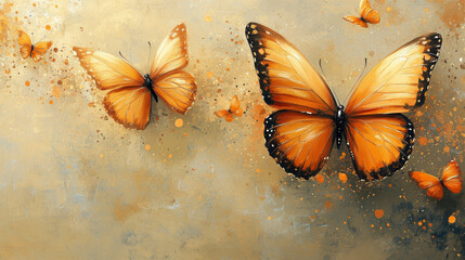 "Vibrant Butterfly Seamless Pattern: Abstract Acrylic Painting"