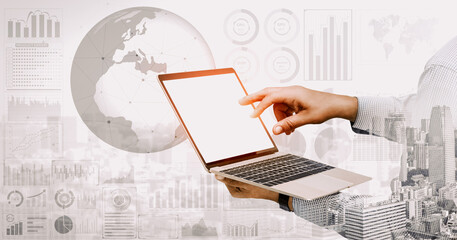 Data Analysis for Business and Finance Concept. interface showing future computer technology of...