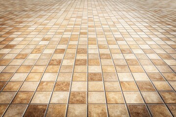Panoramic textured tiled floor square beige tile with pattern