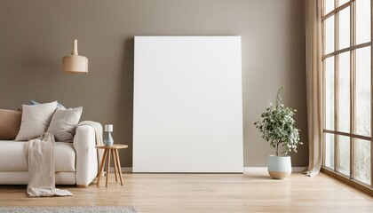Canvas mockup in contemporary interior background, 3d render
