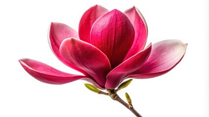 Red magnolia flower isolated on white background, perfect for nature decor