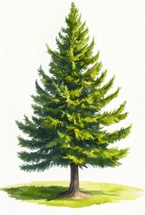 To decorate design compositions on the theme of hiking, conquering peaks, tourism, and wildlife, an old mountain pine tree has been painted in watercolor.