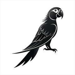 A parrot silhouette vector style with a white background