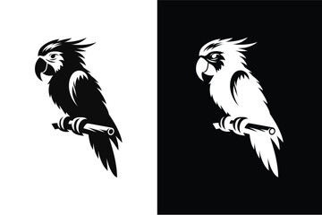 Parrot silhouette icons black and white royalty vector icon set on white background.