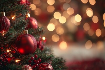Christmas Season Background with Bauble Balls
