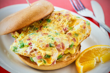 Denver omelette bagel sandwich