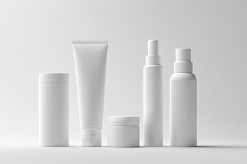 Skincare Products Emphasizing A Pure, Minimalistic Design Approach. The Product Range Include Essentials Such As A Facial Cleanser, Moisturizer, Serum, And Face Mask.