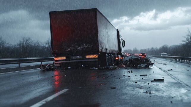 On a highway, a lorry broke down in an accident.