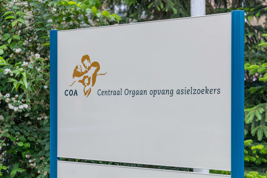 COA sign. Central Agency for the Reception of Asylum Seekers in Dutch: "Centraal Orgaan opvang asielzoekers" Utrecht, the Netherlands. 4 June 2024. 