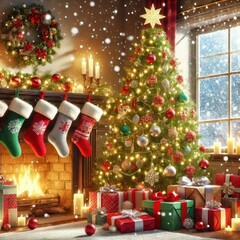 Fototapeta premium Festive Holiday Hearth
