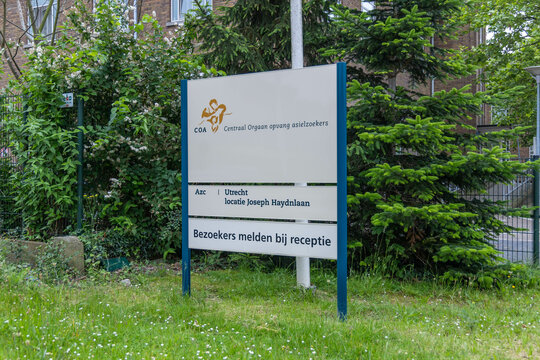 COA signage. Central Agency for the Reception of Asylum Seekers in Dutch: "Centraal Orgaan opvang asielzoekers" Utrecht, the Netherlands. 4 June 2024. 