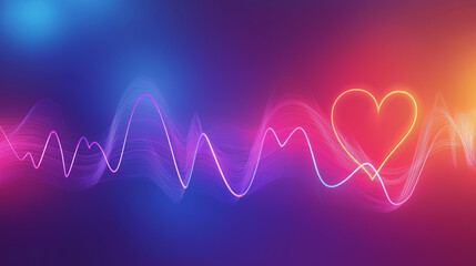 Abstract heartbeat and breath background with a heartbeat line transforming into gentle waveforms