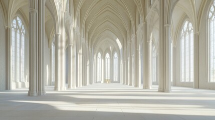 Fototapeta premium Intricate Gothic Church Interior with Ribbed Vaults and Frescoes - 3D Render Illustration