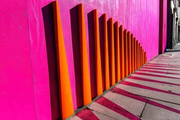 Orange and Pink Abstract Wall and Sidewalk