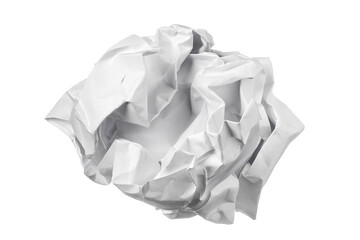 White crumpled paper ball isolated on white background