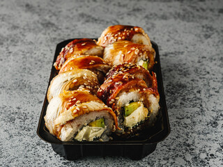 Fresh Sushi Rolls with Salmon and Tuna, Japanese Cuisine on a Gourmet Seafood Plate