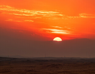 sunset over mountains 