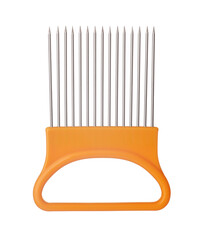 Orange onion and vegetable cutting fork holder