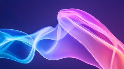 Soft, flowing smoke trails in vibrant colors on a black background, smoke abstract, ethereal design