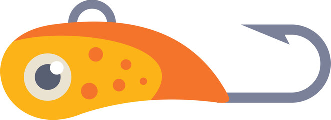 Cartoon fishing lure icon with a single hook, ideal for use in your fishing projects