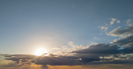 A beautiful sunset with colorful clouds and a clear sky, perfect for relaxation and inspiration.