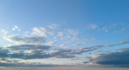 A beautiful sky with scattered clouds, showcasing a gradient of blue hues. Perfect for backgrounds, nature themes, or tranquility projects.