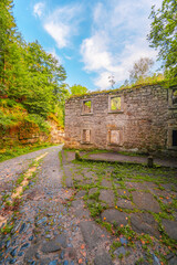 Ruins of water mill Dolsky mlyn in Bohemian Switzerland, Czech Republic. The place where Czech fairy tales are filmed