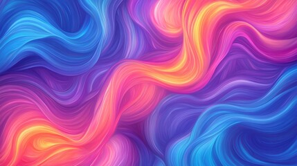 Obraz premium Vibrant swirling brush strokes in neon hues on a dark background, swirling abstract, dynamic energy
