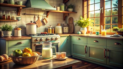 Tilt-Shift Oven Scene with Dairy Products for Culinary Photography