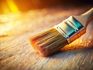 Fototapeta premium Tilt-Shift Photography of a Paintbrush Creating Delicate Strokes on Paper for Artistic Inspiration