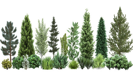 Obraz premium Lush Greenery Display Featuring Various Plants and Trees for Landscaping and Gardening Inspiration
