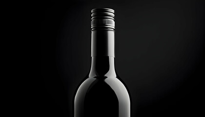 Outline of a wine bottle in close-up, set against a black background for a sleek and modern look  