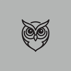 a black owl with a black outline logo.