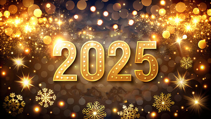 2025 Happy New Year's background with bold numbers and festive elements, creating a celebratory atmosphere for the New Year holiday season