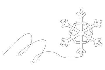 Line Art Snowflake Contour Drawn Element. Thin Stroke Editable vector Snowflake. Christmas or New Year Ornament Line Decoration Symbol. Winter Snowflake Line Art Banner Outline Design. Winter Holiday