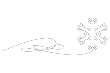 Obraz premium Line Art Snowflake Contour Drawn Element. Thin Stroke Editable vector Snowflake. Christmas or New Year Ornament Line Decoration Symbol. Winter Snowflake Line Art Banner Outline Design. Winter Holiday