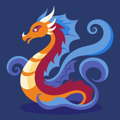 Fototapeta premium Colorful cartoon style dragon illustration representing asian culture and traditions. Asian culture element or traditional symbol of asia