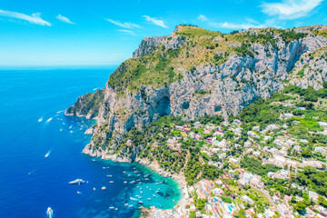 Via Krupp road in Capri island coastline, Tyrrhenian sea, Italy