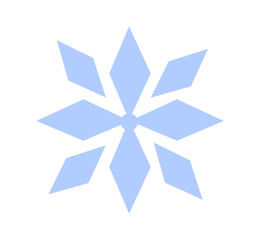 Blue snowflake sticker. Winter season and snowy cold weather. Noel Eve pattern and ornament. Sticker for social media. Flat vector illustration