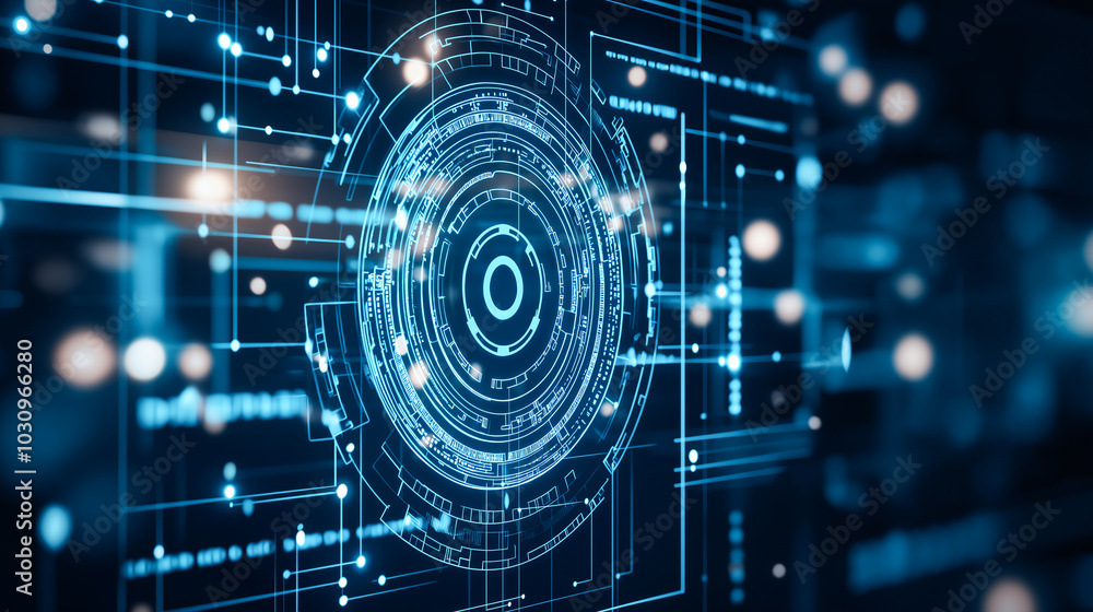 Aufkleber futuristic abstract technology background with glowing circuits and data patterns, representing digi