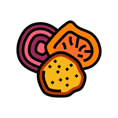 vegetable chips snack food color icon vector. vegetable chips snack food sign. isolated symbol illustration