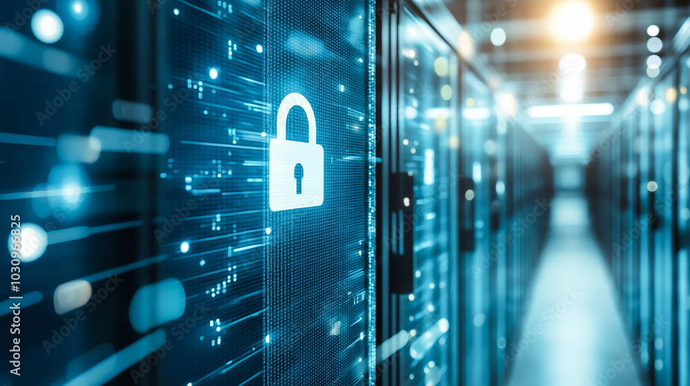 Aufkleber a close-up of a secure data center with digital locks symbolizing cybersecurity and data protection 