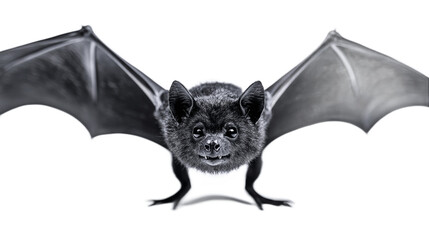 Flying black vampire bat isolated on transparent background