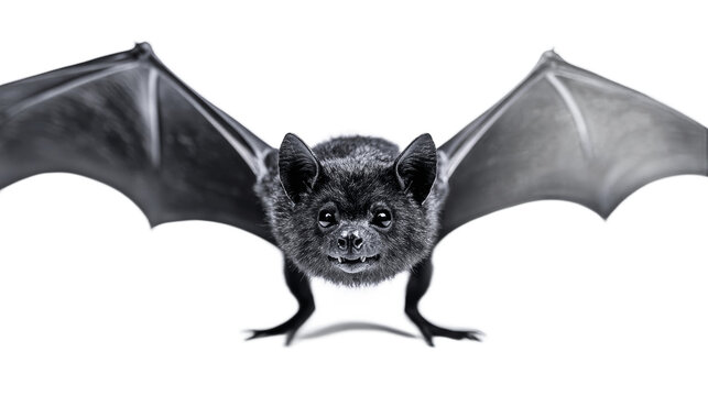 Flying black vampire bat isolated on transparent background
